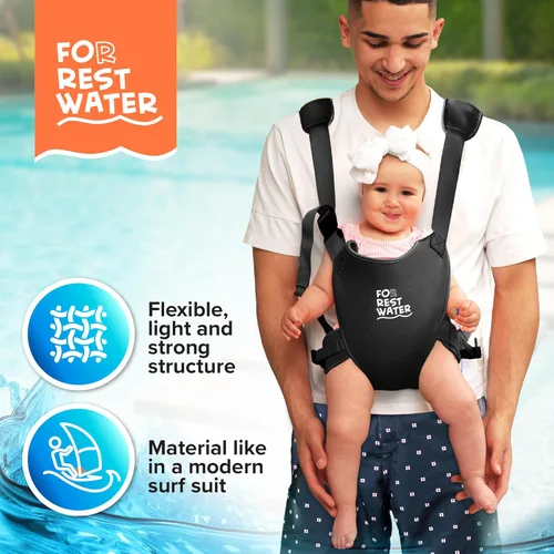 Vista 4 de Portabebés ergonómico de neopreno prémium para agua cálida y segura y diversión en la tierra (4-24 meses) - Arnés ajustable para bebés y niños