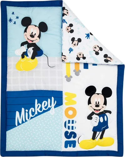 Vista 3 de Lambs & Ivy Disney Baby Forever Mickey Mouse - Juego de ropa de cama para cuna (3 piezas), color azul