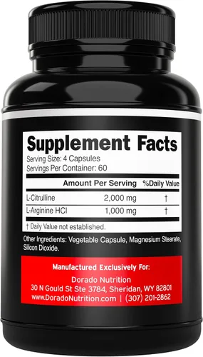Vista 2 de L Arginine L Citrulina Suplemento 3000 mg (240 cápsulas) Pastillas de óxido nítrico para hombres – Resistencia, aguante, rendimiento