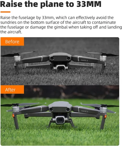Vista 2 de Accesorios para drones Tren de aterrizaje para DJI Mavic 2 Zoom/Pro Plegable Altura Extensor Pierna Plegable Pie de liberación rápida