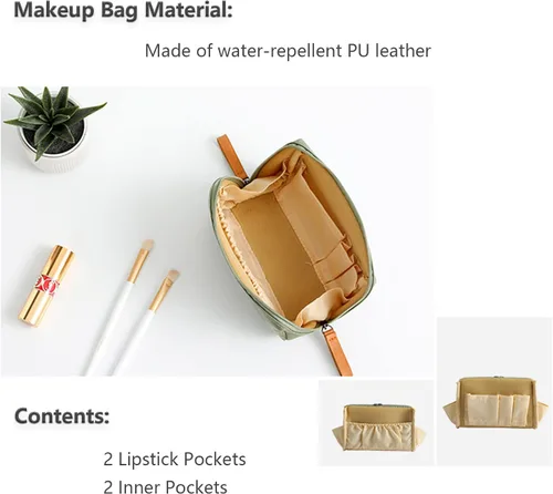 Vista 4 de Bolsa de belleza cosmética para el bolso de viaje práctico bolsa de maquillaje para mujeres niñas (), Un interior rojo
