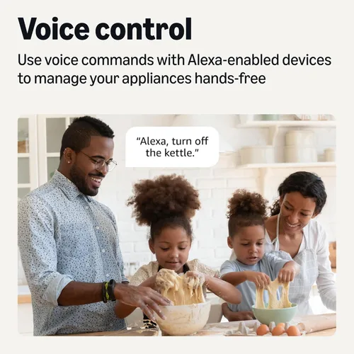 Vista 3 de Amazon Basics Enchufe inteligente, funciona solo con Alexa, Wi-Fi de 2.4 GHz, no requiere hub, 1 paquete, blanco