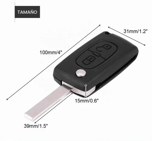 Vista 2 de Qiilu Llave de control remoto de entrada sin llave, 2 botones de encendido de coche 433MHz con hoja sin cortar para 207 307 308 407 807