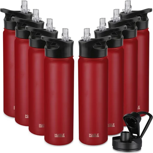 Vista 61 de HASLE OUTFITTERS Botella de agua aislada de 22 onzas, botella de agua de acero inoxidable de doble pared de boca ancha con tapa de popote y tapa