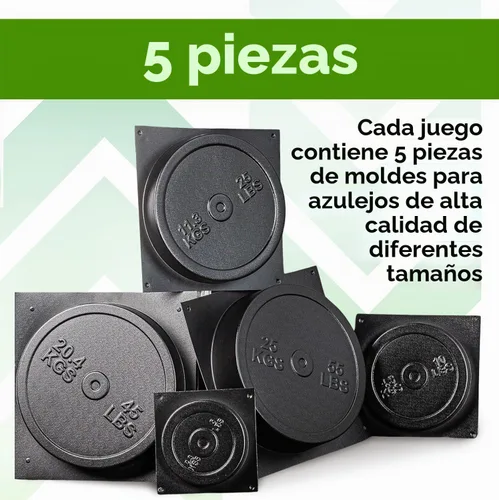 Vista 3 de Juego de moldes para pesas de hormigón para bricolaje, 5 piezas, plástico ABS de 0.079 in de grosor, placas de pesas con mancuernas y mancuernas