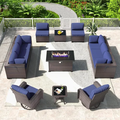 Vista 23 de Kullavik - Juego de muebles para exterior de 6 piezas con sofá modular de ratán de polietileno, color negro
