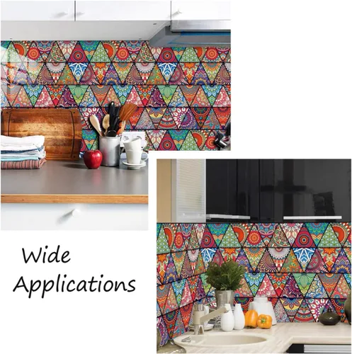 Vista 4 de Mega Pet 16 calcomanías de plástico estilo mandala, impermeables, extraíbles, estilo marroquí, autoadhesivas, decoración de pared, para baño
