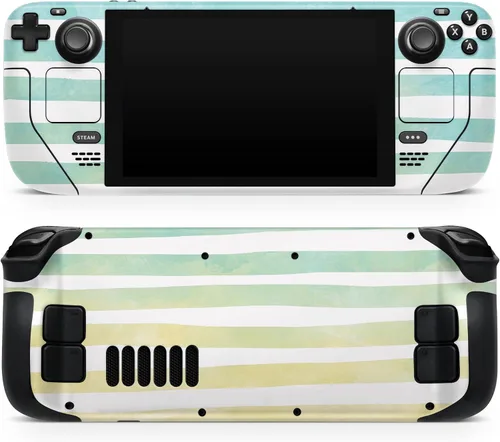 Vista 6 de Design Skinz - Compatible con Steam Deck - Calcomanía protectora de vinilo extraíble resistente a los arañazos - Rayas degradadas de acuarela verde