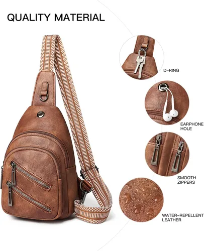 Vista 5 de Bolso bandolera de 7L para mujeres y hombres, bolsas de pecho cruzadas, mochila pequeña, riñonera, bolsa de viaje para el hombro
