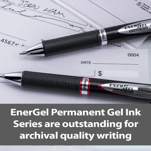 Vista 3 de Pentel EnerGel PRO - Bolígrafo de gel permanente, (0.028 in), línea media, tinta negra, caja de 12 bolígrafos (BLP77-A)