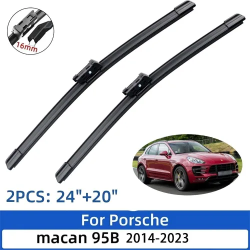 Vista 2 de Limpiaparabrisas LHD delantero compatible con Porsche Macan 95B 2014-2023 parabrisas ventana 24 + 20 pulgadas