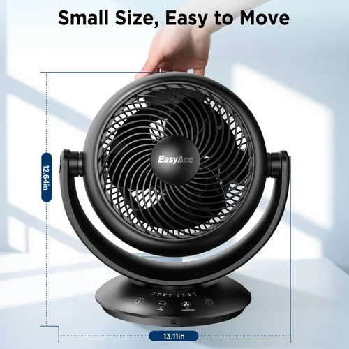 Vista 8 de EasyAcc Ventiladores silenciosos de 12 pulgadas para dormitorio, ventilador de escritorio circulador de aire con control remoto, ventilador de mesa