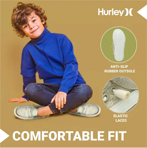 Vista 2 de Hurley - Mocasines elásticos con cordones para niños, zapatos de lona para niños y niñas - Cómodos, duraderos, elegantes - Zapatillas de moda