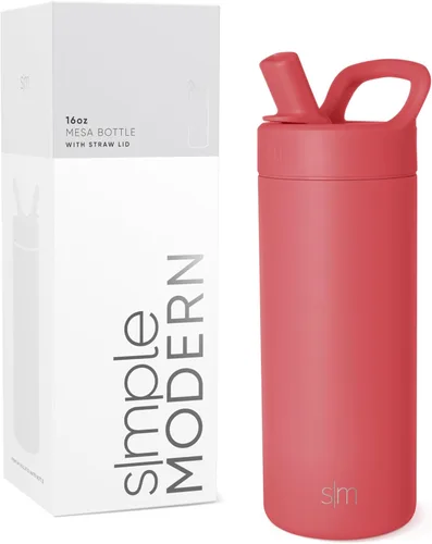 Vista 31 de Simple Modern Botella de agua con tapa de pajilla Termo de acero inoxidable aislado Botellas de agua reutilizables para viajes para gimnasio