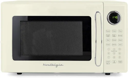 Vista 30 de Nostalgia Horno microondas para encimera con interior fácil de limpiar, microondas retro con pantalla LED y bloqueo para niños, horno compacto