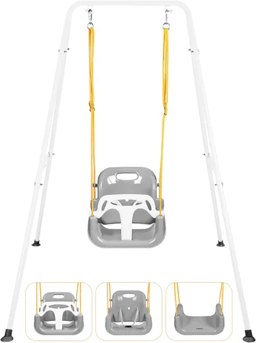 Vista 10 de Columpio 3 en 1 para niños pequeños, columpio plegable para interiores y exteriores para bebé, columpios multifuncionales para niños de 6 meses