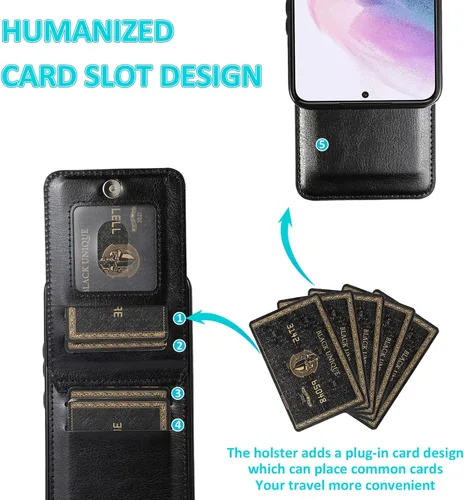 Vista 4 de Asuwish Funda de teléfono para Samsung Galaxy S22 5G con protector de pantalla de vidrio templado y tarjetero para tarjetas de crédito, soporte