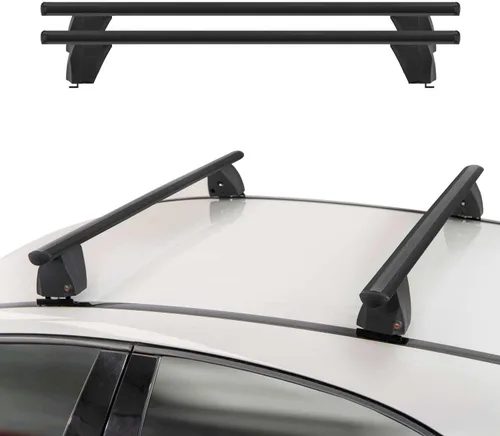Vista 18 de OMAC Barras transversales de techo de punto fijo Mercedes Clase C Sedan 2015 a 2023, portaequipajes, 165 libras, aluminio, 2 piezas, color plateado