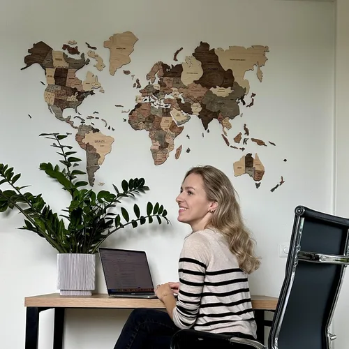 Vista 7 de Enjoy The Wood Mapa del Mundo de Madera 3D Arte de Pared Decoración de Pared Grande - Mapa de Viajes del Mundo - Idea de Regalo para Cualquier