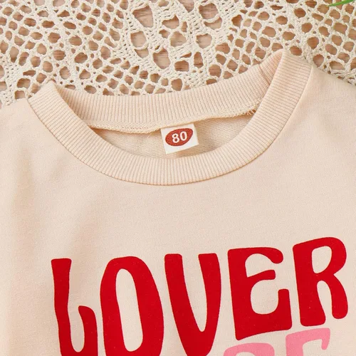 Vista 5 de Toddler Girls Valentine's Day Long Sleeve Letter T Shirt Pullover Tops Bell Bottoms Pants Kids Girls 6 Months