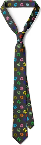 Vista 2 de JUDIAN Corbatas de moda para hombre, corbatas novedosas para cada atuendo IMPRESIÓN DE PATA (ANIMAL PAW PRINT)