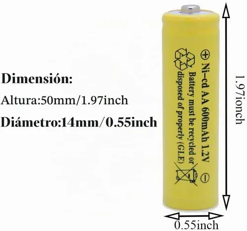 Vista 2 de AA NiCd 600mAh 1.2V Baterías solares recargables para jardín al aire libre luces solares lámpara (20 unidades AA amarillo)