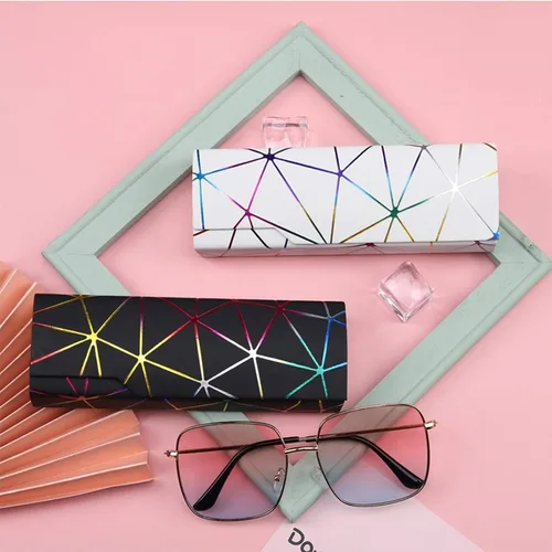Vista 6 de Funda de gafas deslumbrante celosía, funda protectora portátil para gafas, cubierta rígida para gafas de moda, unisex..
