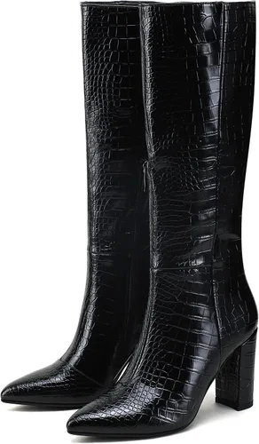 Vista 6 de Modatope Botas altas hasta la rodilla para mujer, botas altas de equitación para mujer, botas largas de pantorrilla, botas GoGo, botas gruesas