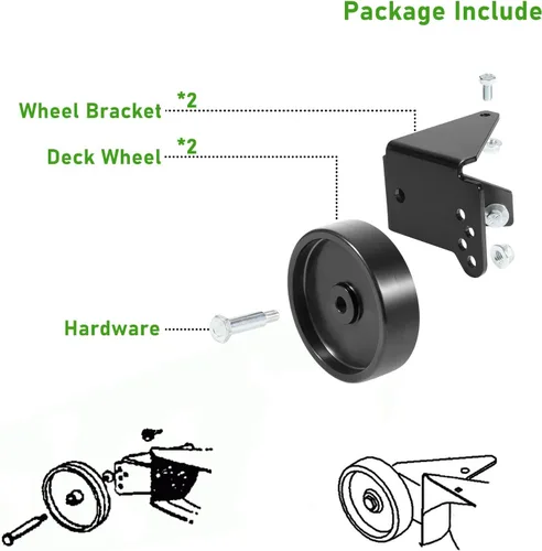 Vista 3 de OEM-190-183 Kit de rueda de cubierta para MTD Lawn Tractor 38 pulgadas y 42 pulgadas cubiertas 2009 y anteriores