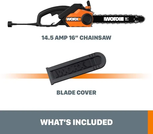 Vista 6 de WORX WG303.1 Motosierra eléctrica con auto-tensión, freno de cadena y lubricación automática 16 pulgadas 14.5 Amp