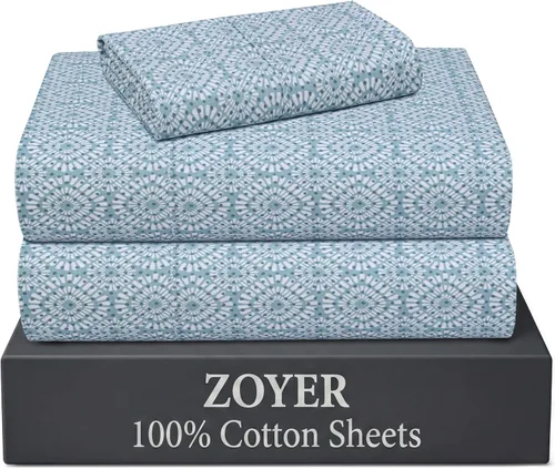 Vista 50 de ZOYER Sábanas de 100 % algodón percal tamaño individual, refrescantes y transpirables, duraderas, con una sensación nítida, suave y cómoda, bolsillo