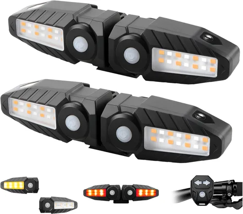 Vista 8 de Señales de giro para bicicleta con proyector, 5 modos de luz trasera de bicicleta recargable por USB, control remoto, impermeable, dividida, ebike