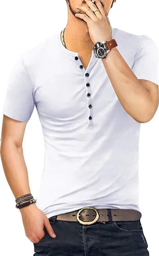Vista 4 de YTD - Camiseta de manga larga para hombre, estilo informal, corte ajustado