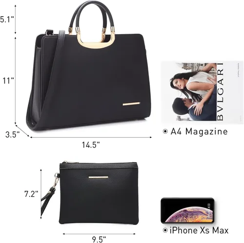 Vista 4 de Womens Handbag Top Handle Shoulder Bag Tote Satchel Purse Work Bag with Matching Wallet