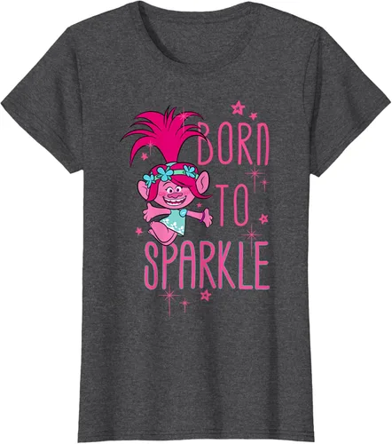 Vista 6 de DreamWorks Trolls Camiseta Born to Sparkle Negro