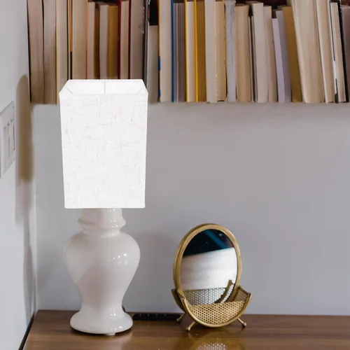 Vista 5 de Baluue Pantalla rectangular de lino de 7.87 x 5.51 x 5.51 pulgadas, cubierta de lámpara de mesa para lámparas de piso y escritorio, protección