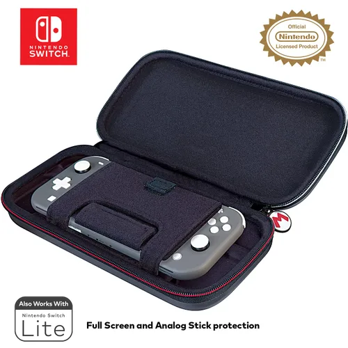 Vista 9 de Game Traveler Nintendo Switch Mario Case - Adjustable Viewing Stand, Protective PU Leather Hard Case with Deluxe Carry Handle, Includes Two Game