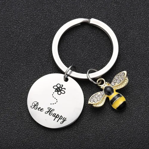 Vista 2 de Llavero para mujer, diseño de abeja, feliz, regalo para mamá, tía, hija, sobrina, amigas, regalo inspirador, regalo para amigas, M