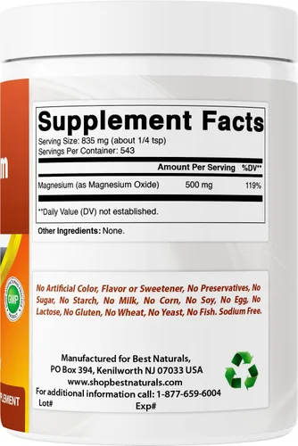 Vista 6 de Best Naturals Polvo de óxido de magnesio puro 1 libra