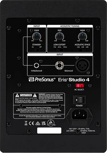 Vista 4 de PreSonus Eris Studio 4 - Monitores de estudio activo de 2 vías de 4.5 pulgadas con guía de ondas EBM con cable de ruptura estéreo, cable XLR y paño