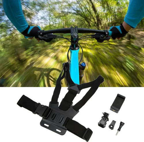 Vista 5 de Soporte de pecho para selfie para teléfono celular, correa de pecho para teléfono móvil, correa de arnés con soporte universal para teléfono
