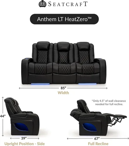 Vista 2 de Seatcraft Anthem LT - Sofá de cine en casa con mesa plegable Negro