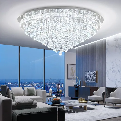 Vista 20 de Mini Lámpara de Araña Empotrada de 12" de Diámetro para Pasillo, Candelabros de Techo de Cristal para Comedor, Dormitorio, Sala de Estar, Entrada
