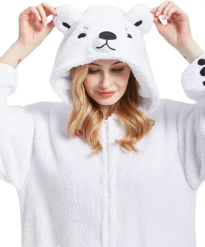 Vista 2 de DarkCom Pijama de una pieza de animal para mujer y hombre, disfraz de Halloween, ropa de dormir de Navidad