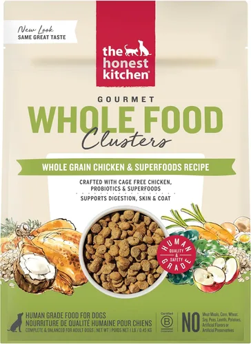 Vista 13 de The Honest Kitchen Whole Food Clusters - Alimento seco para perros con carne de res y avena integrales, bolsa de 1 libra