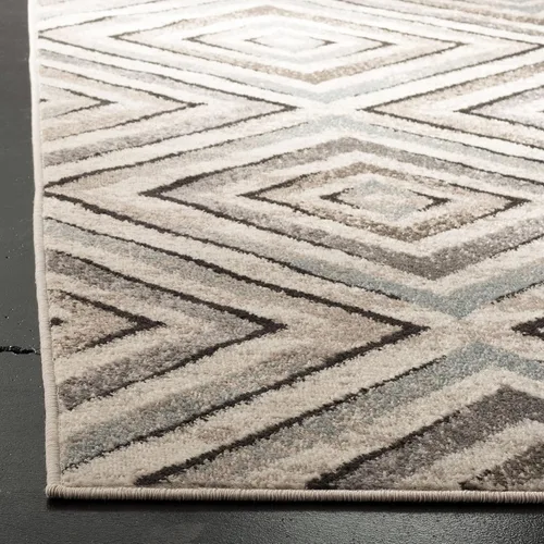 Vista 3 de SAFAVIEH Amsterdam Collection AMS109A - Alfombra para pasillo, 2 pies 3 pulgadas x 8 pies, color crema y beige, diseño geométrico de diamante,