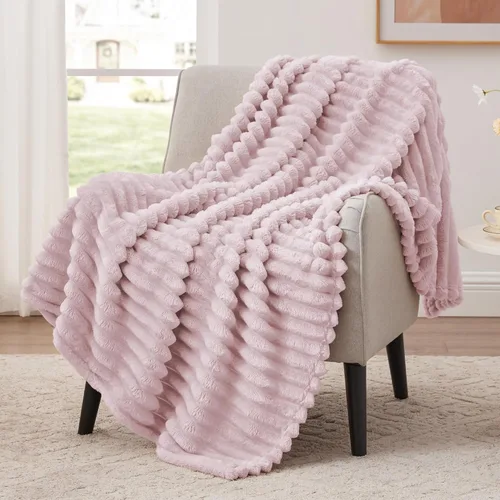 Vista 29 de EXQ Home Manta suave y suave de forro polar, acogedora y ligera para sofá o cama, manta de franela cálida y mullida para todas las estaciones