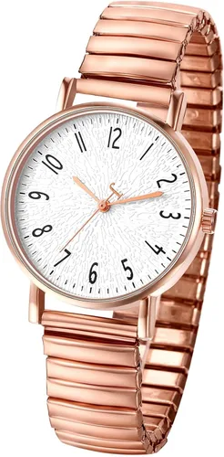 Vista 15 de OIDEA Relojes de mujer con correa elástica: relojes de pulsera de gran tamaño con números arábicos analógicos de cuarzo para mujer, banda elástica