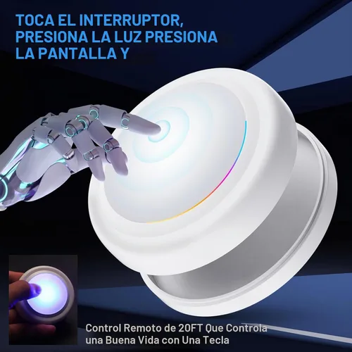 Vista 3 de Luces de disco con control remoto, 13 colores intercambiables, luces LED de disco con pilas, regulables, para debajo del gabinete, con 1 control
