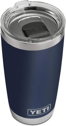 Vista 3 de YETI Rambler - Vaso de acero inoxidable con aislamiento al vacío de 20 onzas con tapa MagSlider Azul marino